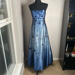 Blondie Nites vintage 3P Y2K 90s maxi blue beaded formal dress